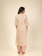 Aramya Straight Soft Cotton Floral Print Women's Kurta - Off White | Grocsy