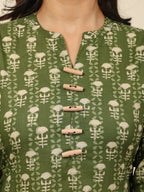 Aramya Straight Soft Cotton Floral Print Women's Kurta - Green | Grocsy