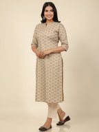 Aramya Straight Soft Cotton Floral Print Women's Kurta Set - Off White | Grocsy