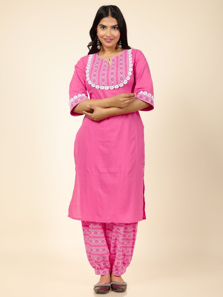 Aramya Straight Soft Cotton Solid Women's Kurta - Pink | Grocsy