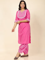 Aramya Straight Soft Cotton Solid Women's Kurta - Pink | Grocsy