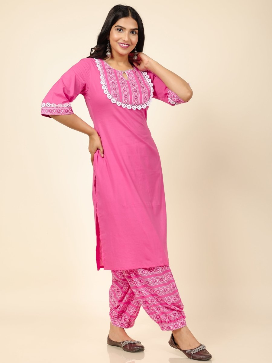Aramya Straight Soft Cotton Solid Women's Kurta - Pink | Grocsy