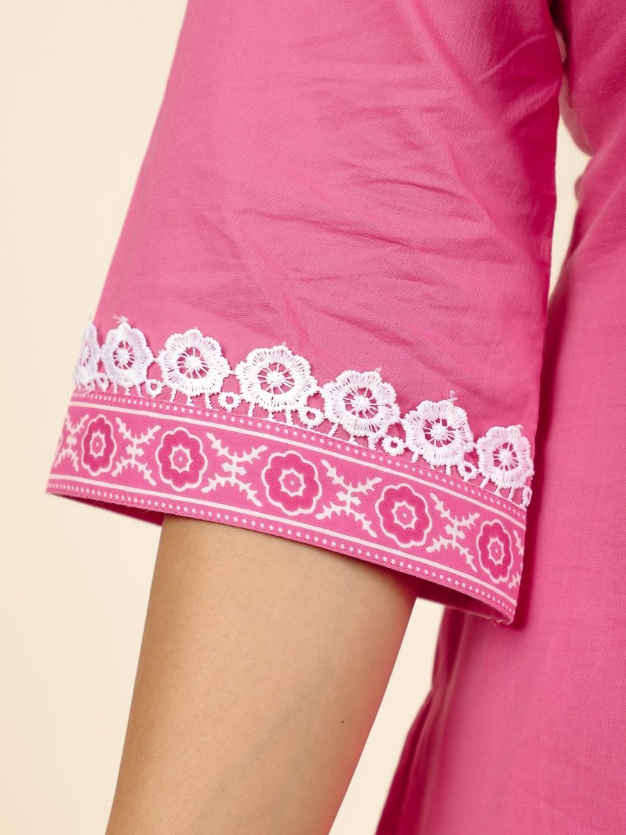 Aramya Straight Soft Cotton Solid Women's Kurta - Pink | Grocsy