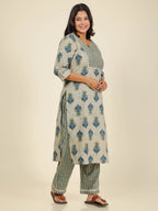 Aramya Straight Soft Cotton Floral Print Women's Kurta - Beige | Grocsy
