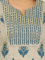Aramya Straight Soft Cotton Floral Print Women's Kurta - Beige | Grocsy