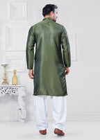 Joban Fashion Men's Jacquard Silk Green Printed Kurta Pyjama set | Grocsy