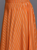 Ahalyaa Women's Traditional wear Lehenga Choli - Orange | Grocsy
