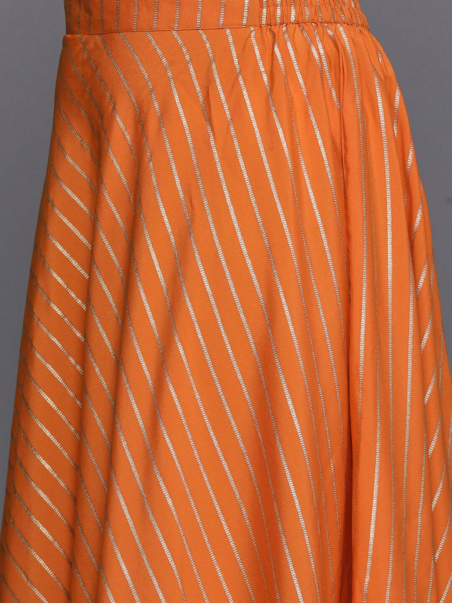 Ahalyaa Women's Traditional wear Lehenga Choli - Orange | Grocsy