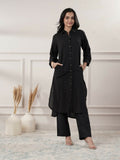 Joban Fashion Women's Black Cotton Dress With Button | Grocsy