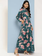 Ahalyaa Women's Traditional wear Ethnic Dress - Green | Grocsy
