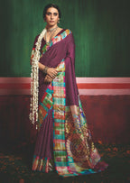 Joban Fashion Tushar Silk Maroon Colored With Zari Border And Designer Pallu Saree | Grocsy