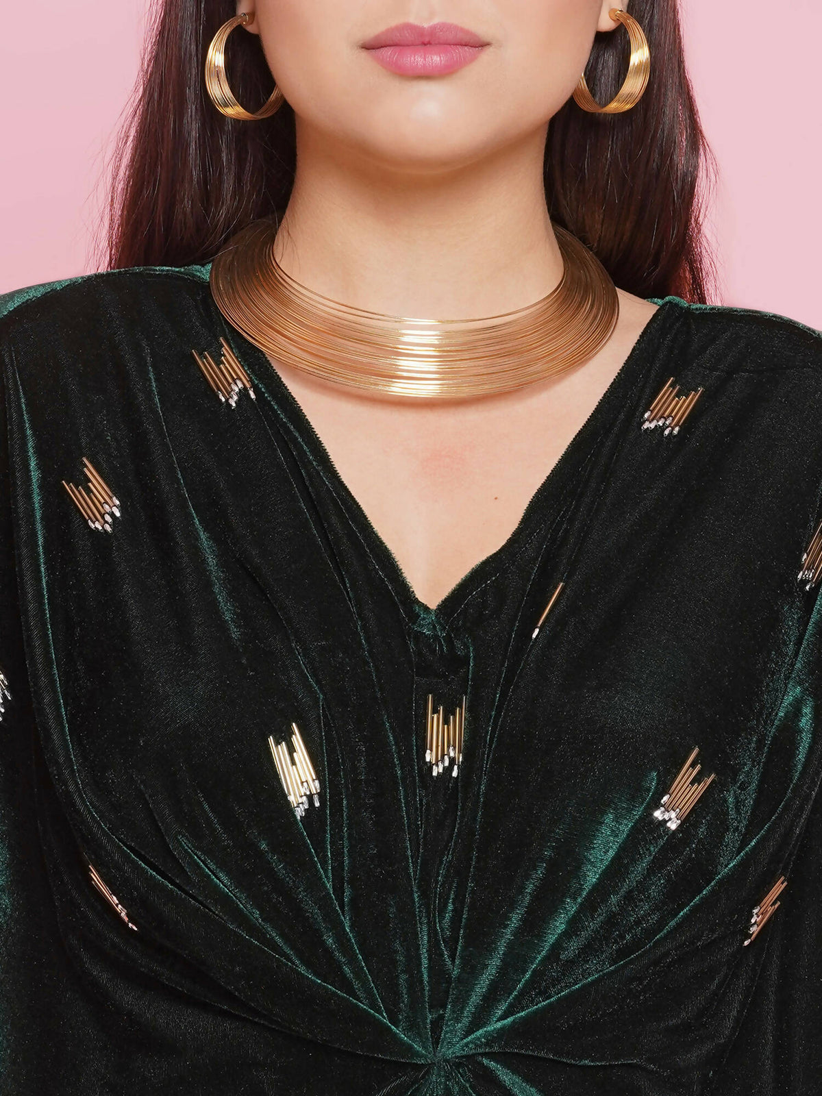 Women Republic Green Velvet Hand Embellished Gown | Grocsy