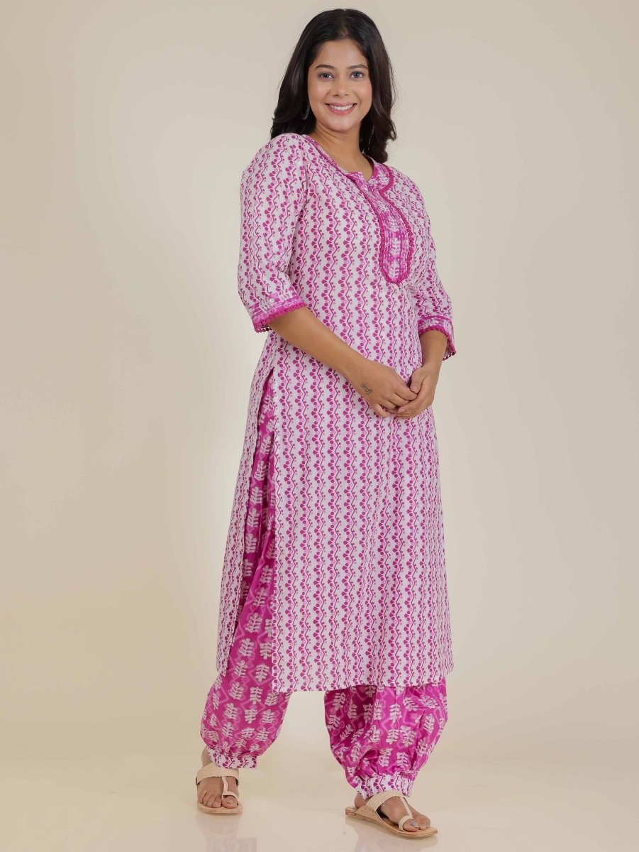 Aramya Straight Soft Cotton Abstract Print Women's Kurta Set - Pink | Grocsy