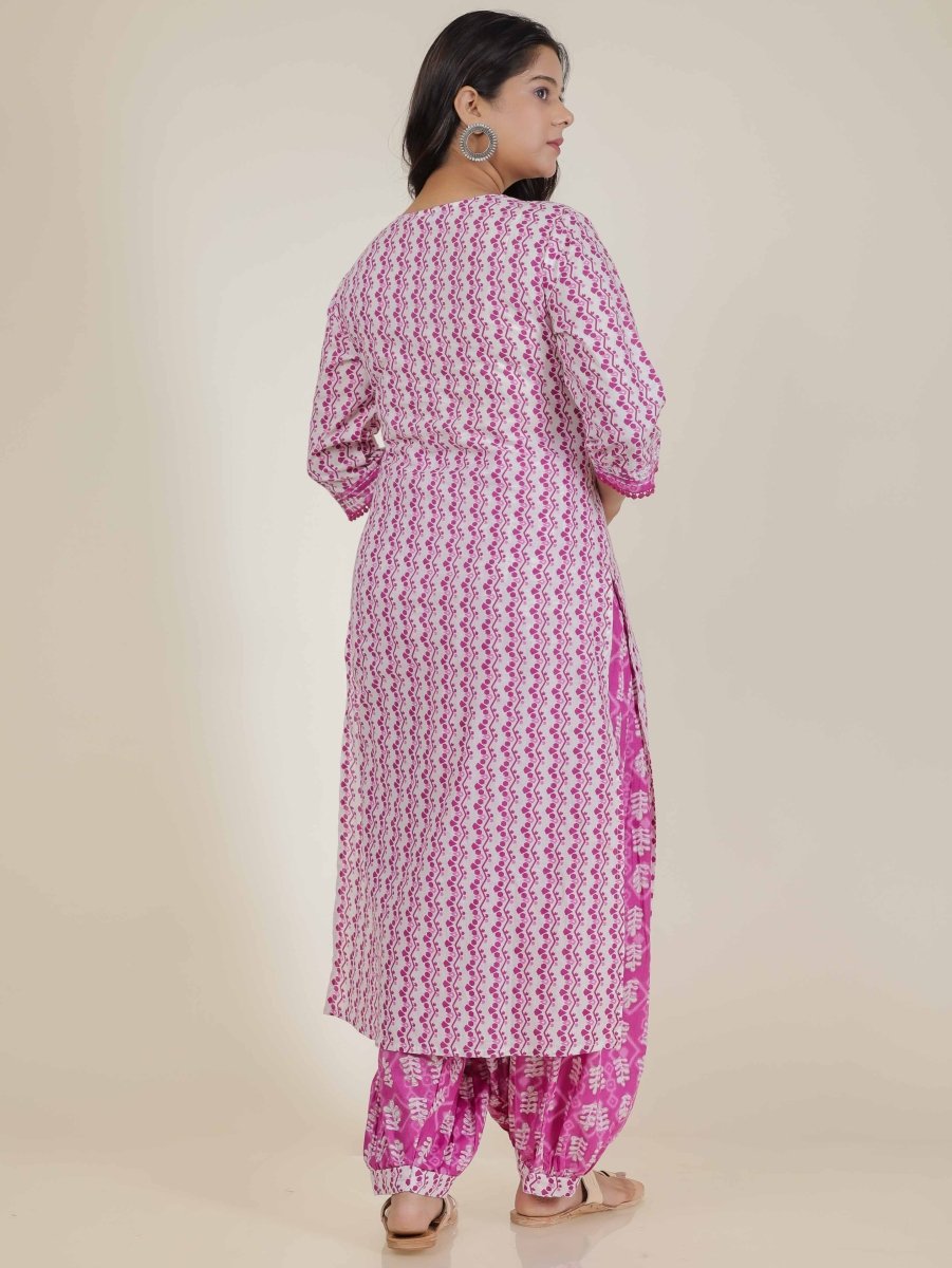 Aramya Straight Soft Cotton Abstract Print Women's Kurta Set - Pink | Grocsy
