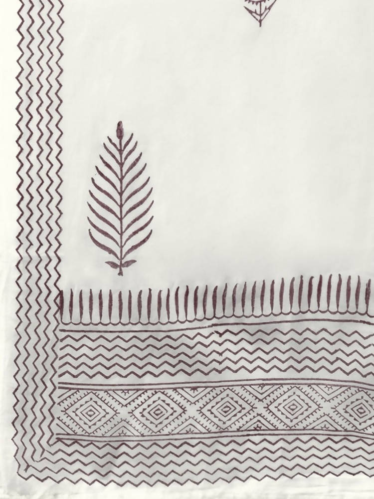 Yufta Maroon & Off White Embroidered Dupatta Set | Grocsy