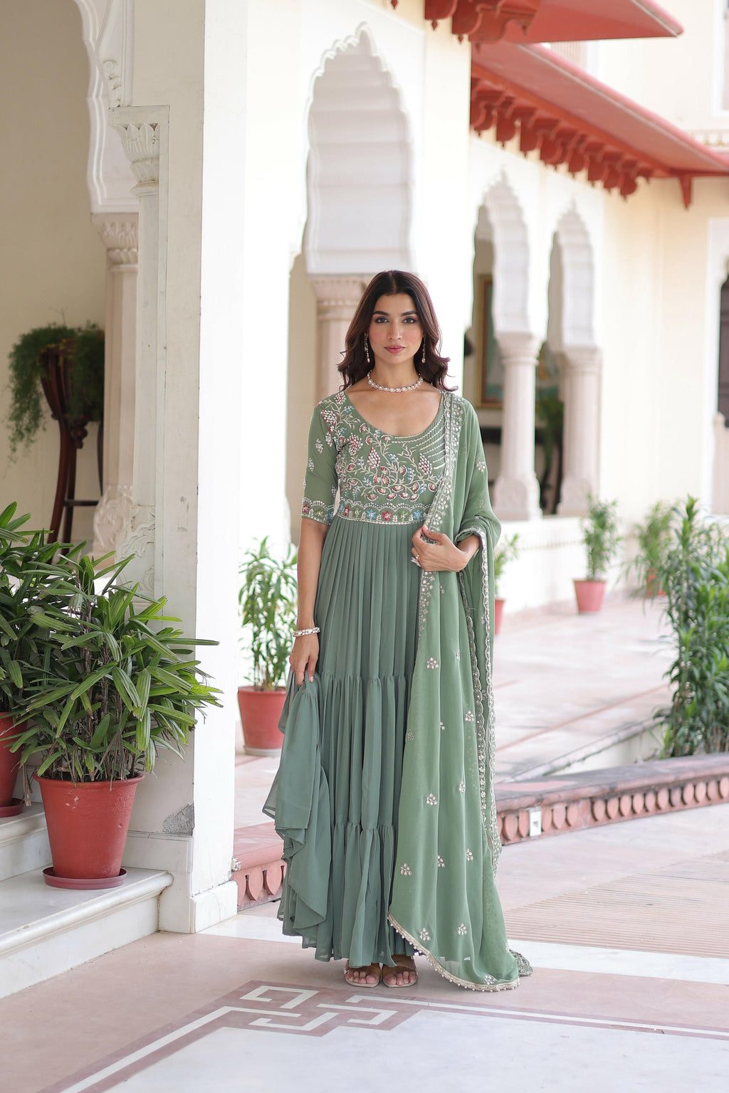 Joban Fashion Pista Readymade Kurta Set With Sequence embroidery Work | Grocsy