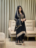 Teeya Creation Black Color Chinon Silk Party Wear Trending Palazzo Set | Grocsy