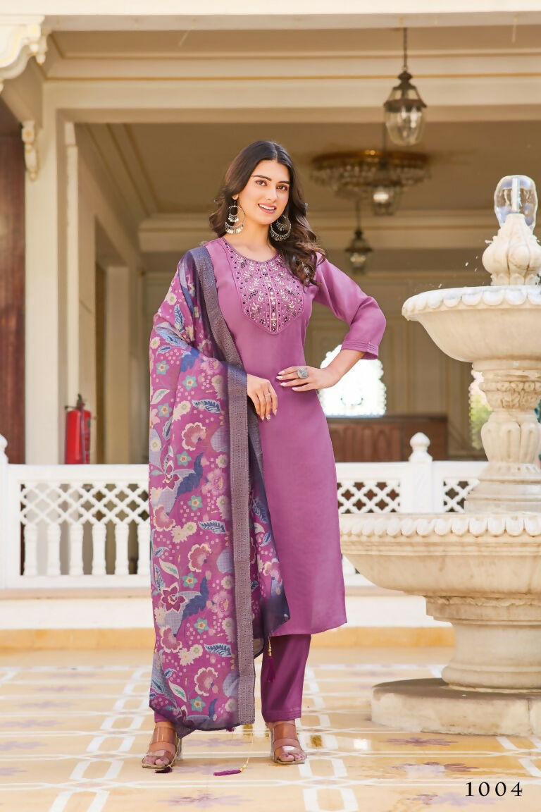 Festive Wear Ethnic Light Purple vetigun Stitched Suit With Dupatta - Nisha | Grocsy