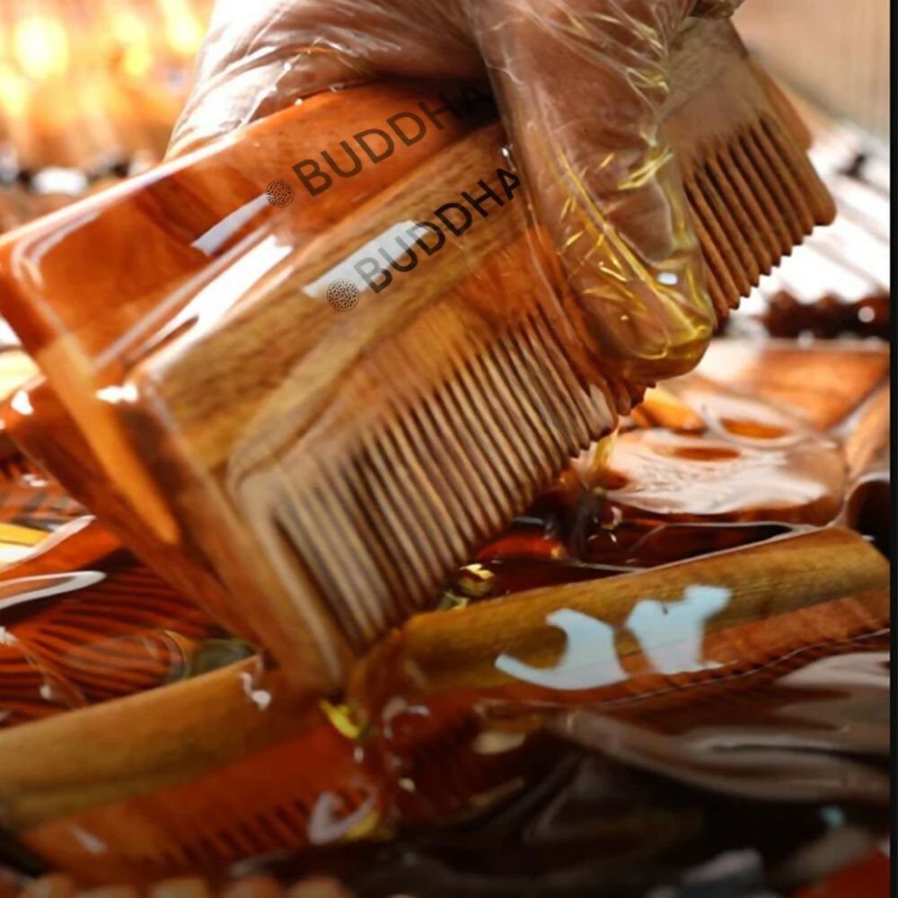 Buddha Natural Beard Kacchi Neem Wooden Comb | Grocsy