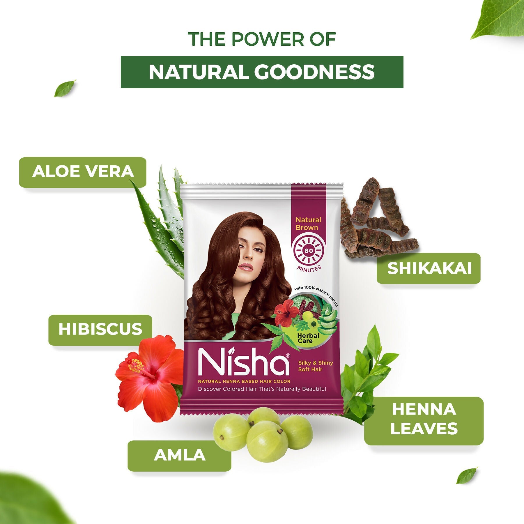 Nisha Henna Based Hair Colour For Women & Men Natural Brown | Grocsy