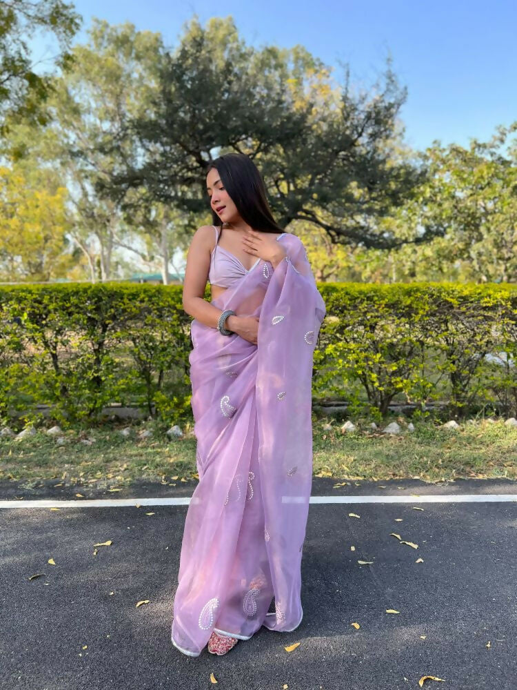 Vamsee Samriddhi Purple Organza Saree | Grocsy