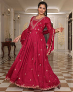 Jyoti Fashion Women's Rani Pink Soft Silk Embroidered Designer Kurta Set | Grocsy