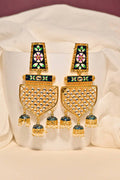 Traditional Gold-Polished Meenakari Blue Jhumka Jhumki Earrings By House of Ree - House of Ree