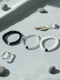 NVR Set of 3 Black & White crystal beaded Bracelet for Men & Women | Grocsy