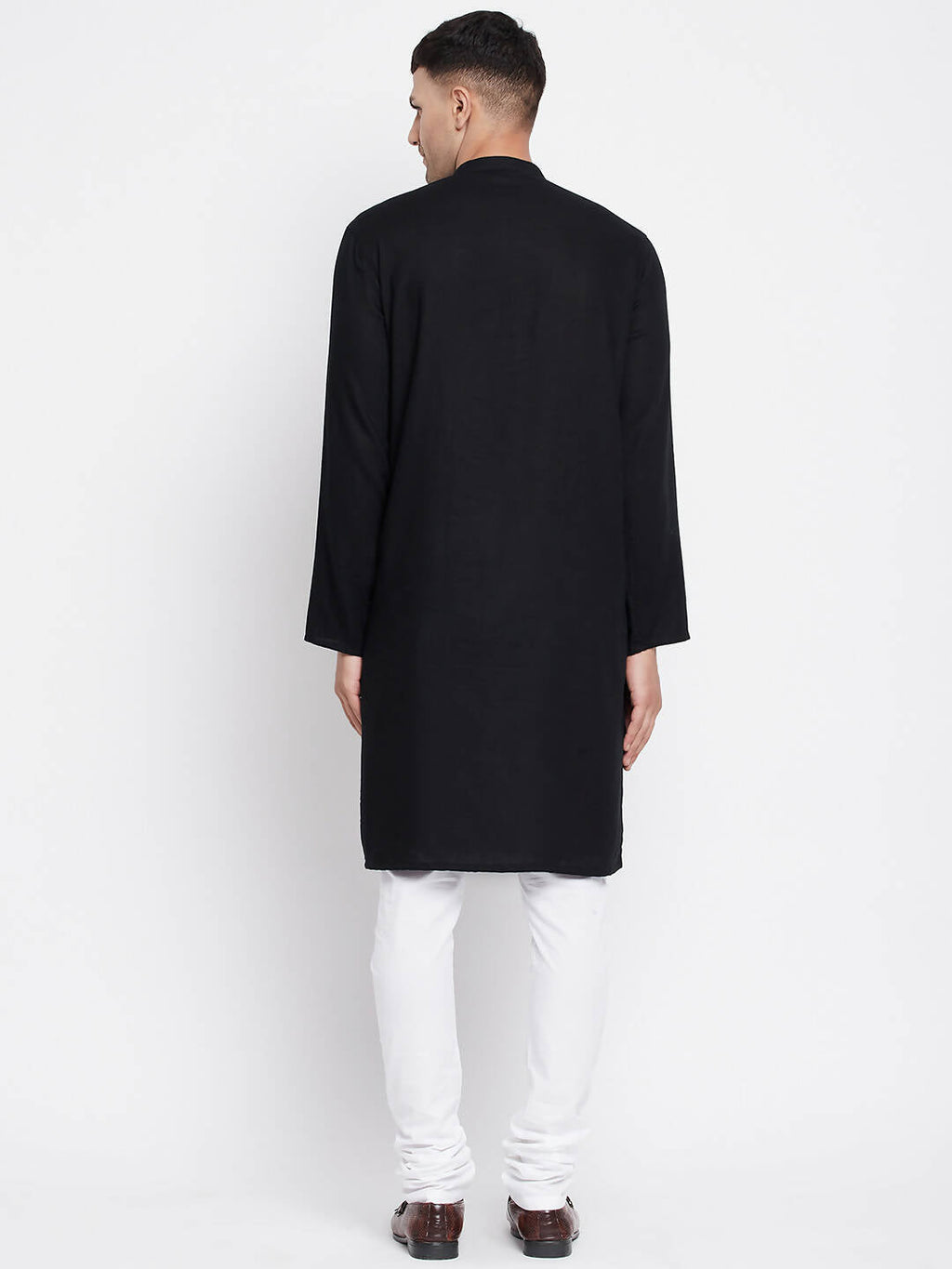 Even Apparels Black Pure Cotton Men's Sherwani Kurta With Open Front | Grocsy