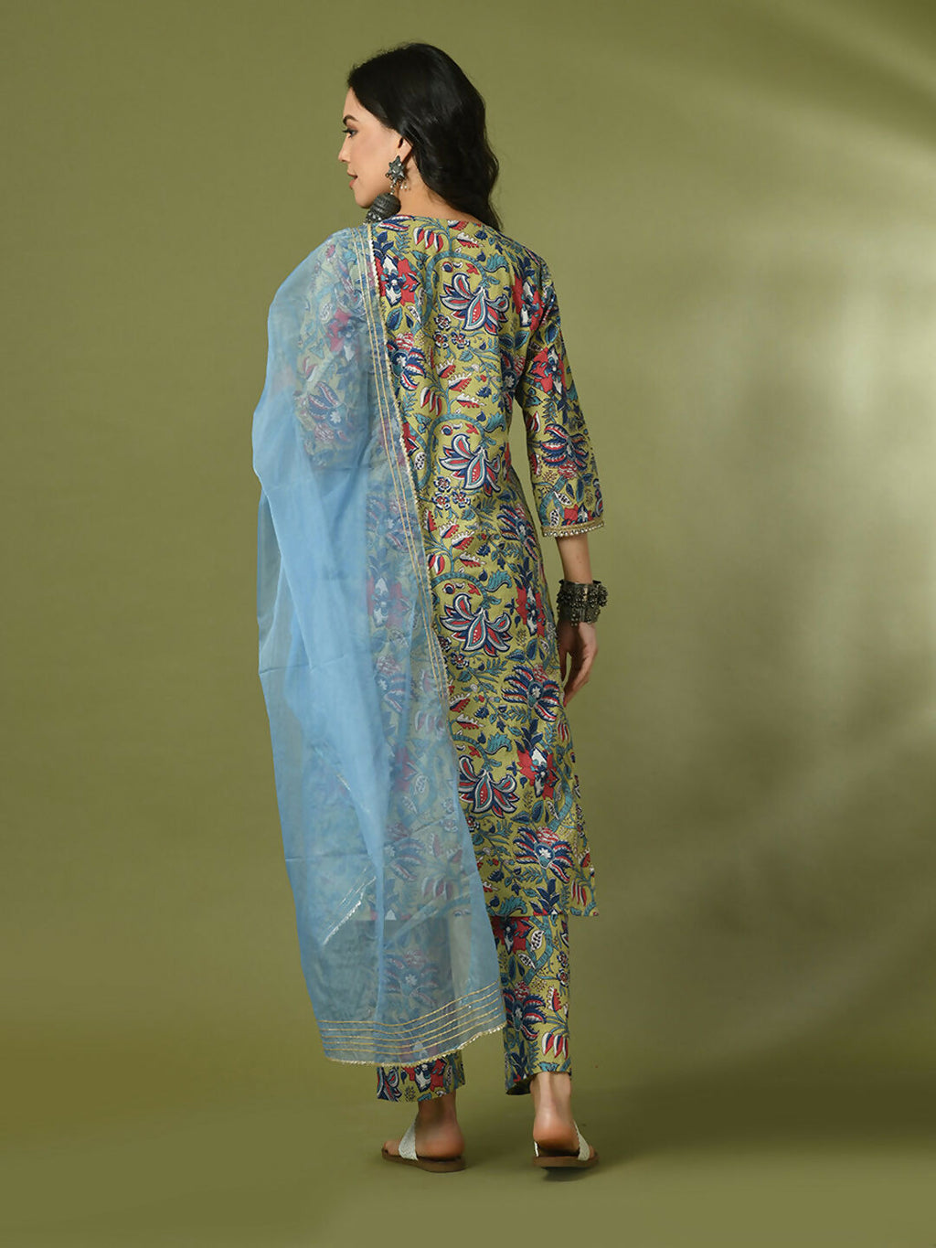 Myshka Women's Multi Printed Cotton Straight Party Kurta Set With Dupatta | Grocsy