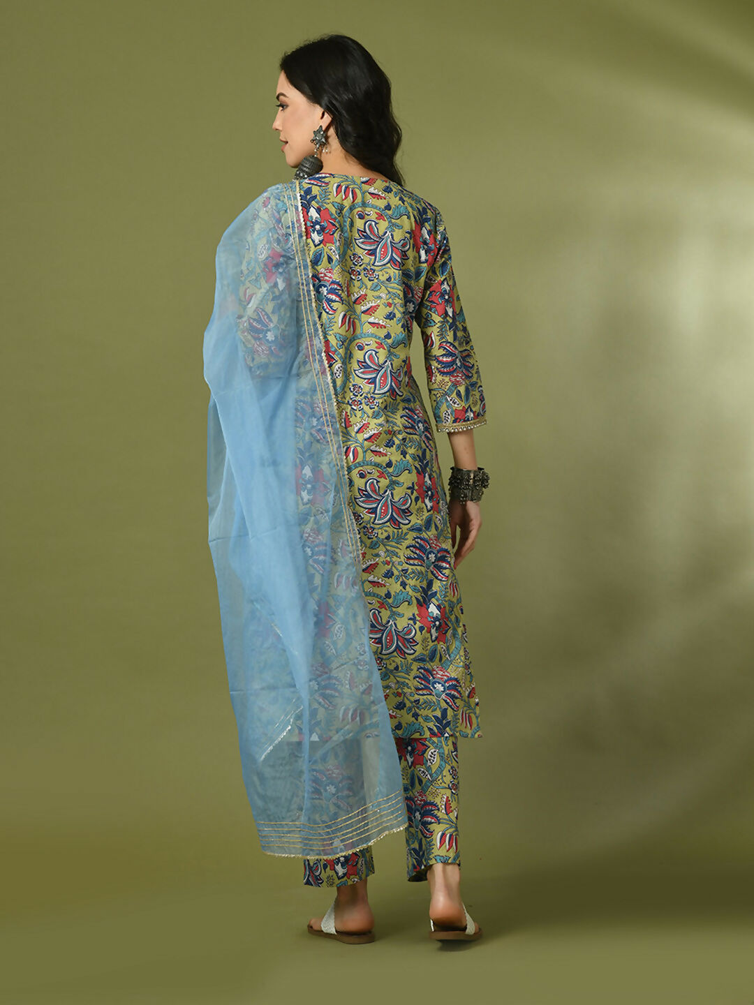 Myshka Women's Multi Printed Cotton Straight Party Kurta Set With Dupatta | Grocsy