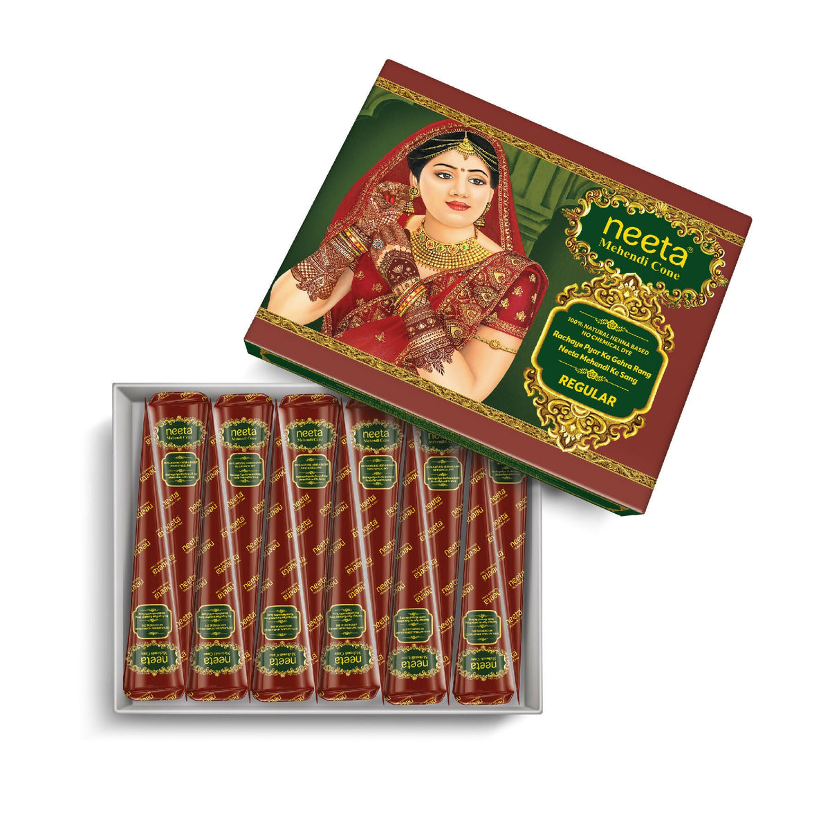 Neeta Mehendi Cone For Hand Design – 12 Henna Cones Reddish Brown | Grocsy