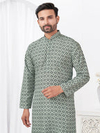 Joban Fashion Men's Rayon Cotton Grey Printed Kurta Pyjama set | Grocsy