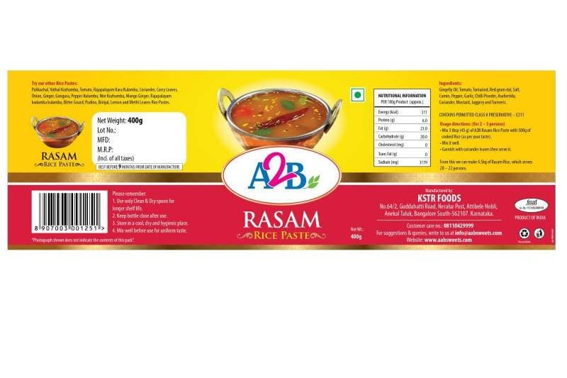 A2B - Adyar Ananda Bhavan Madras Rasam Rice Paste | Grocsy