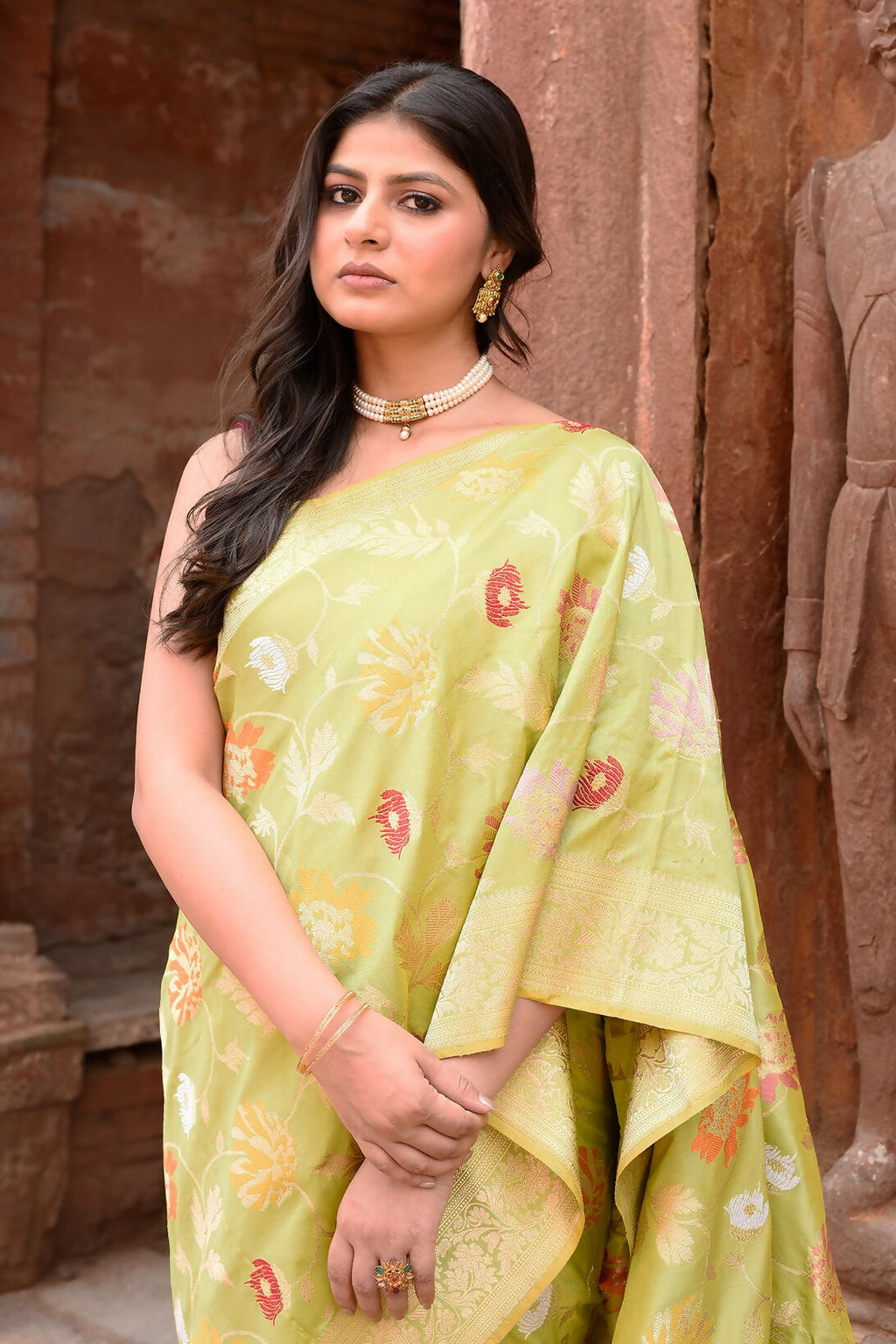 Joban Fashion Light Green Banarasi Katan Pure Handloom Banarasi Silk Saree | Grocsy