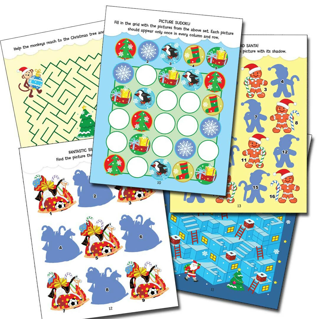 Dreamland Publications Christmas Activity Book for Kids – Fun Puzzles, Coloring, Mazes & More | Ages 4–8 | Grocsy