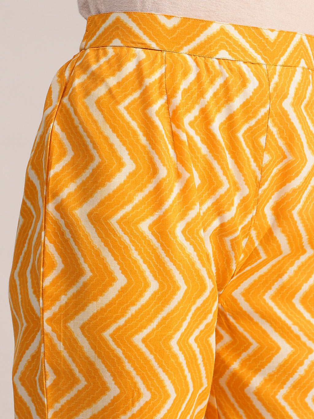Aavyora Women Mustard Yellow Floral Printed Kurta with Chevron Printed Pants & Dupatta Set | Grocsy