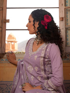 Embroidered & Lace Detailed Kurta With Pant & Embroidered Dupatta Luxury, Multicolor - Hiral Fashion | Grocsy