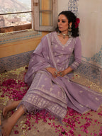 Embroidered & Lace Detailed Kurta With Pant & Embroidered Dupatta Luxury, Multicolor - Hiral Fashion | Grocsy