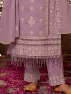 Embroidered & Lace Detailed Kurta With Pant & Embroidered Dupatta Luxury, Multicolor - Hiral Fashion | Grocsy