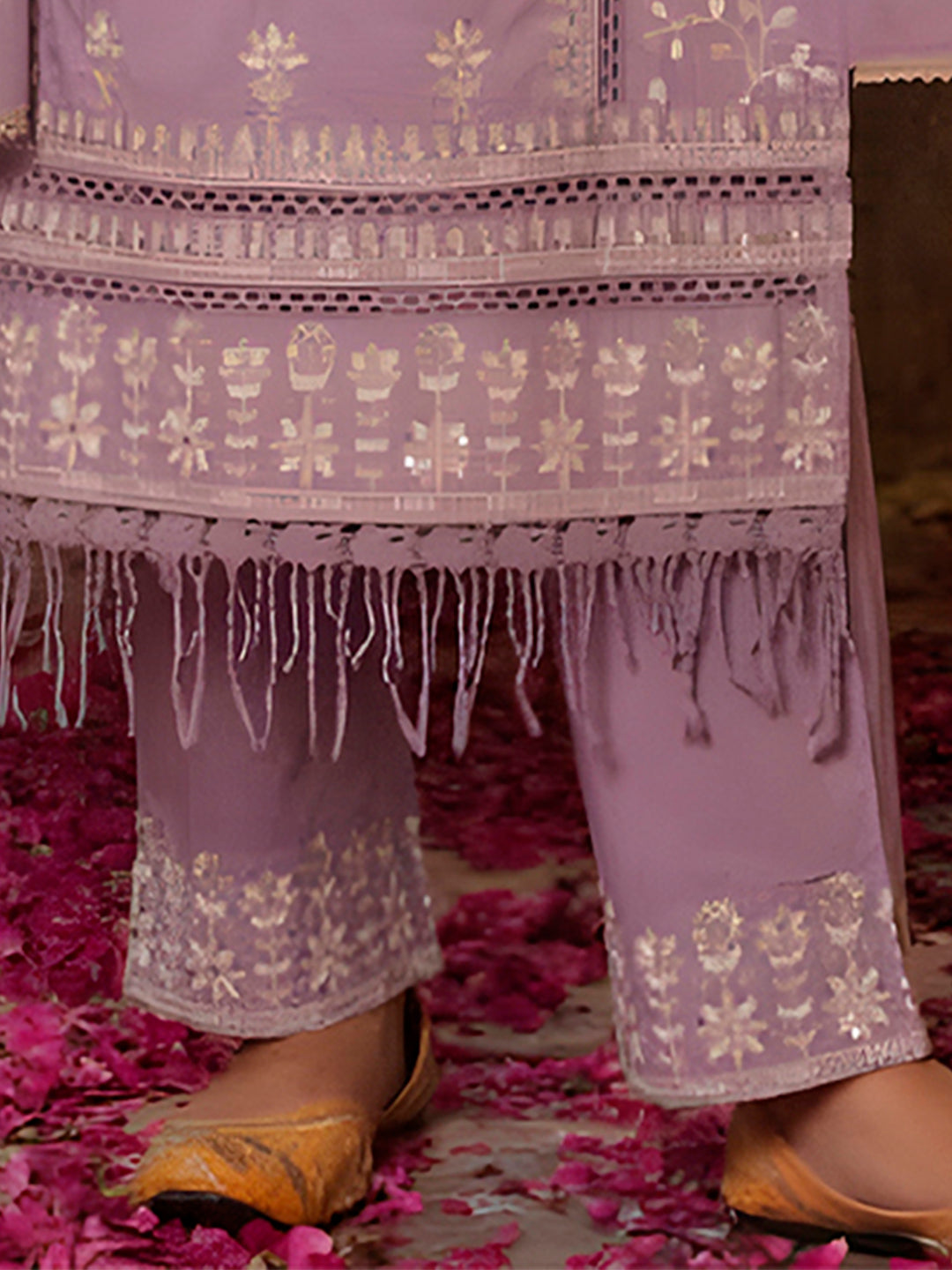 Embroidered & Lace Detailed Kurta With Pant & Embroidered Dupatta Luxury, Multicolor - Hiral Fashion | Grocsy