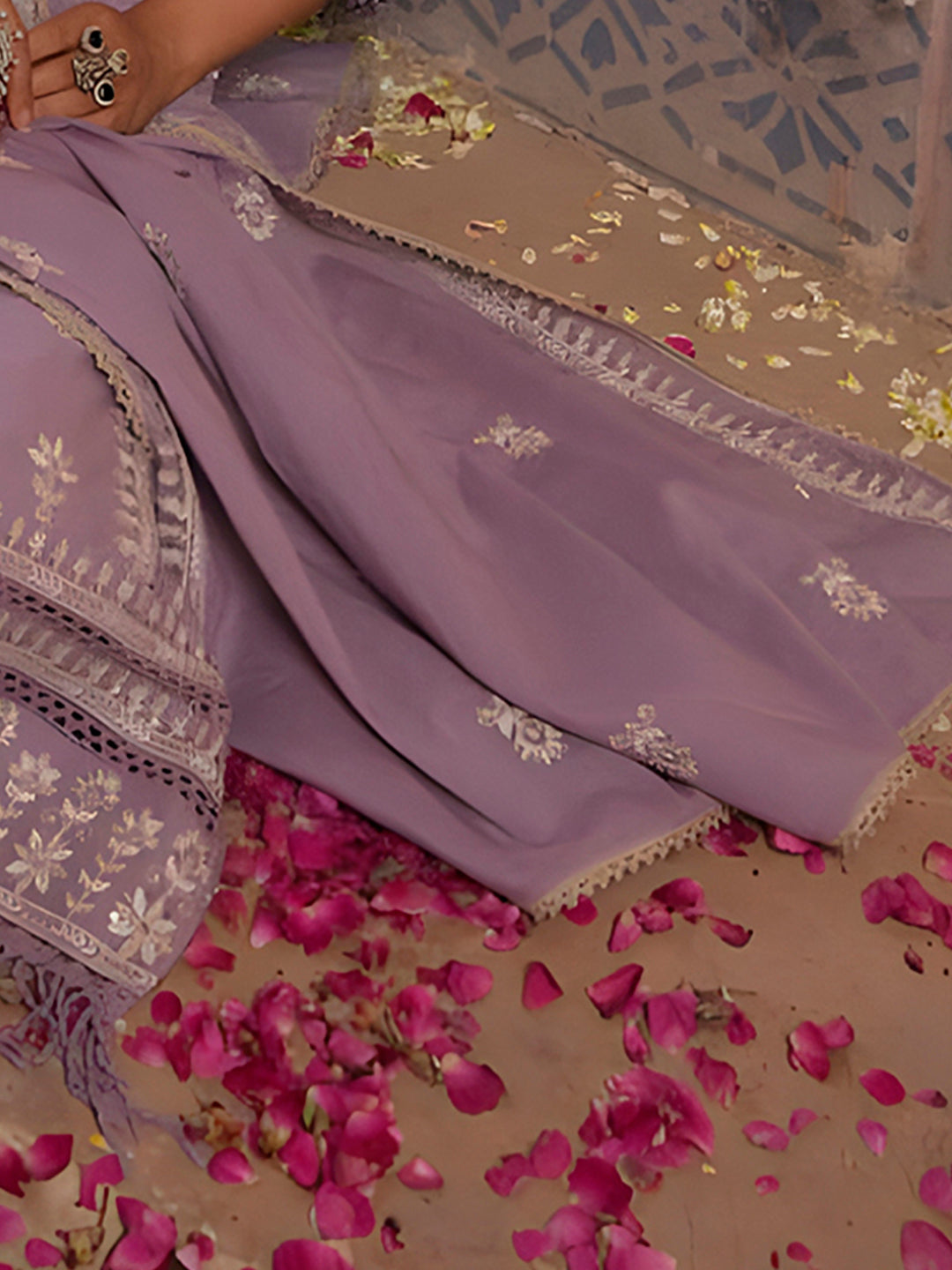Embroidered & Lace Detailed Kurta With Pant & Embroidered Dupatta Luxury, Multicolor - Hiral Fashion | Grocsy