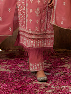 Embroidered & Lace Detailed Kurta With Pant & Embroidered Dupatta Luxury, Multicolor - Hiral Fashion | Grocsy