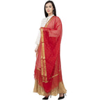 A R Silk VNS Border Buti Fancy Dupatta Color Red Dupatta or Chunni | Grocsy
