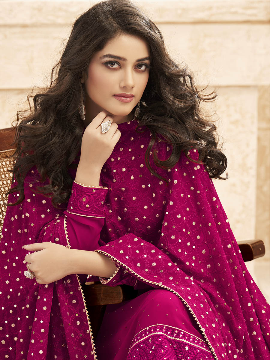 Myra Rani Emboidered Georgette Pant Style Suit | Grocsy