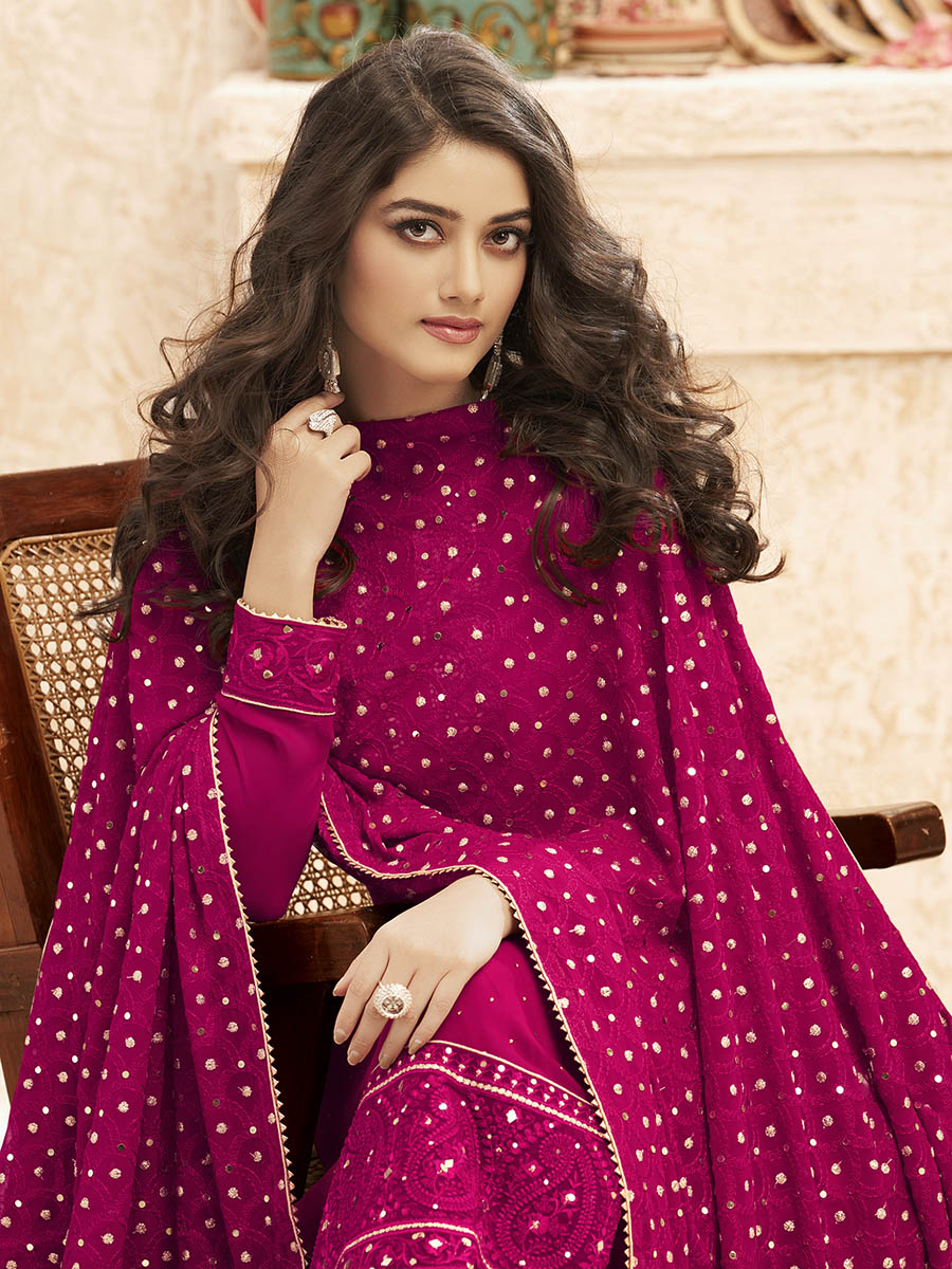 Myra Rani Emboidered Georgette Pant Style Suit | Grocsy