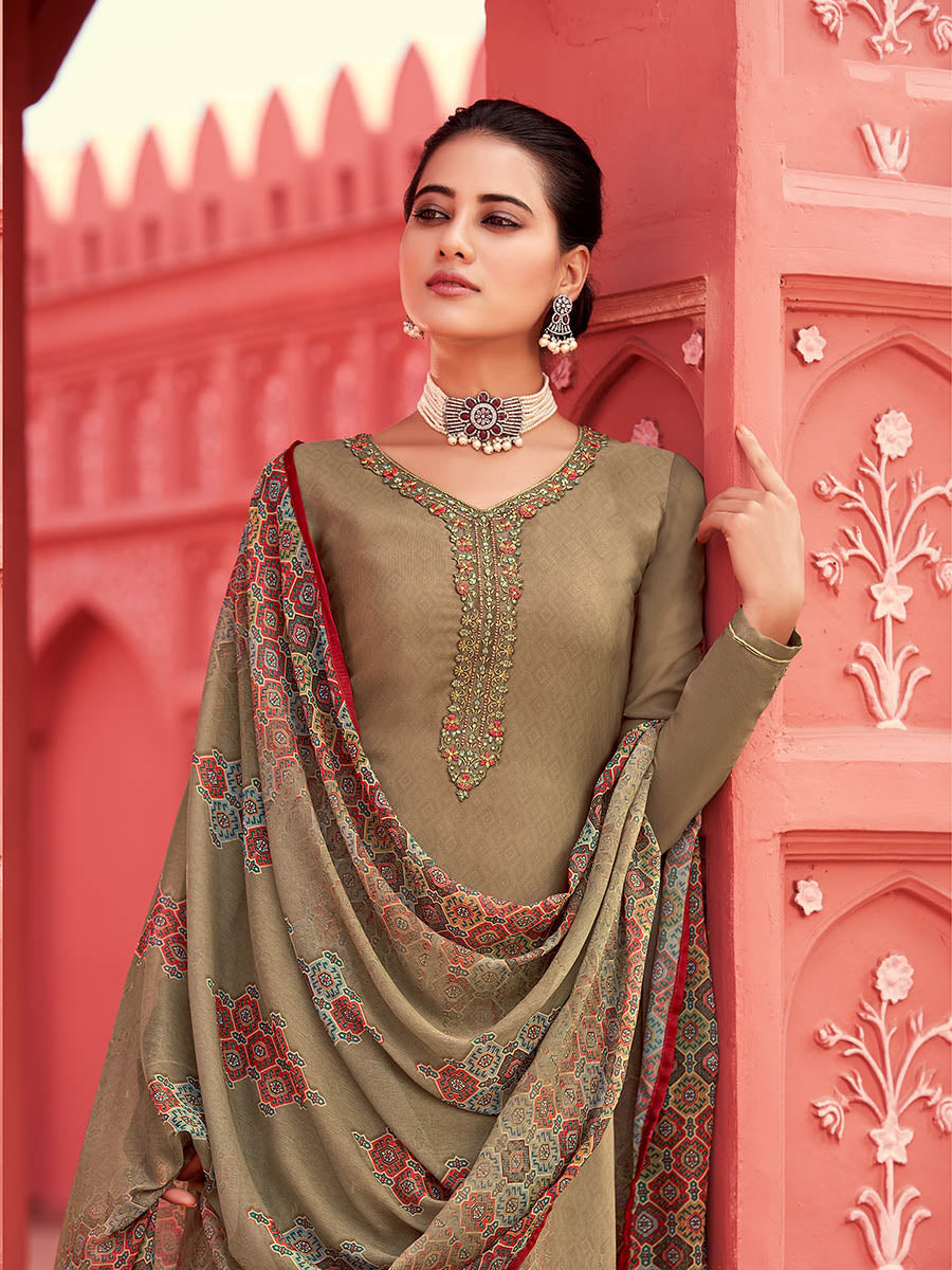Myra Mehendi Digital Print French Crepe Palazzo Suit | Grocsy