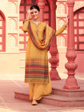 Myra Yellow Digital Print French Crepe Palazzo Suit | Grocsy