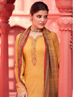 Myra Yellow Digital Print French Crepe Palazzo Suit | Grocsy