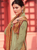 Myra Pista Digital Print French Crepe Palazzo Suit | Grocsy